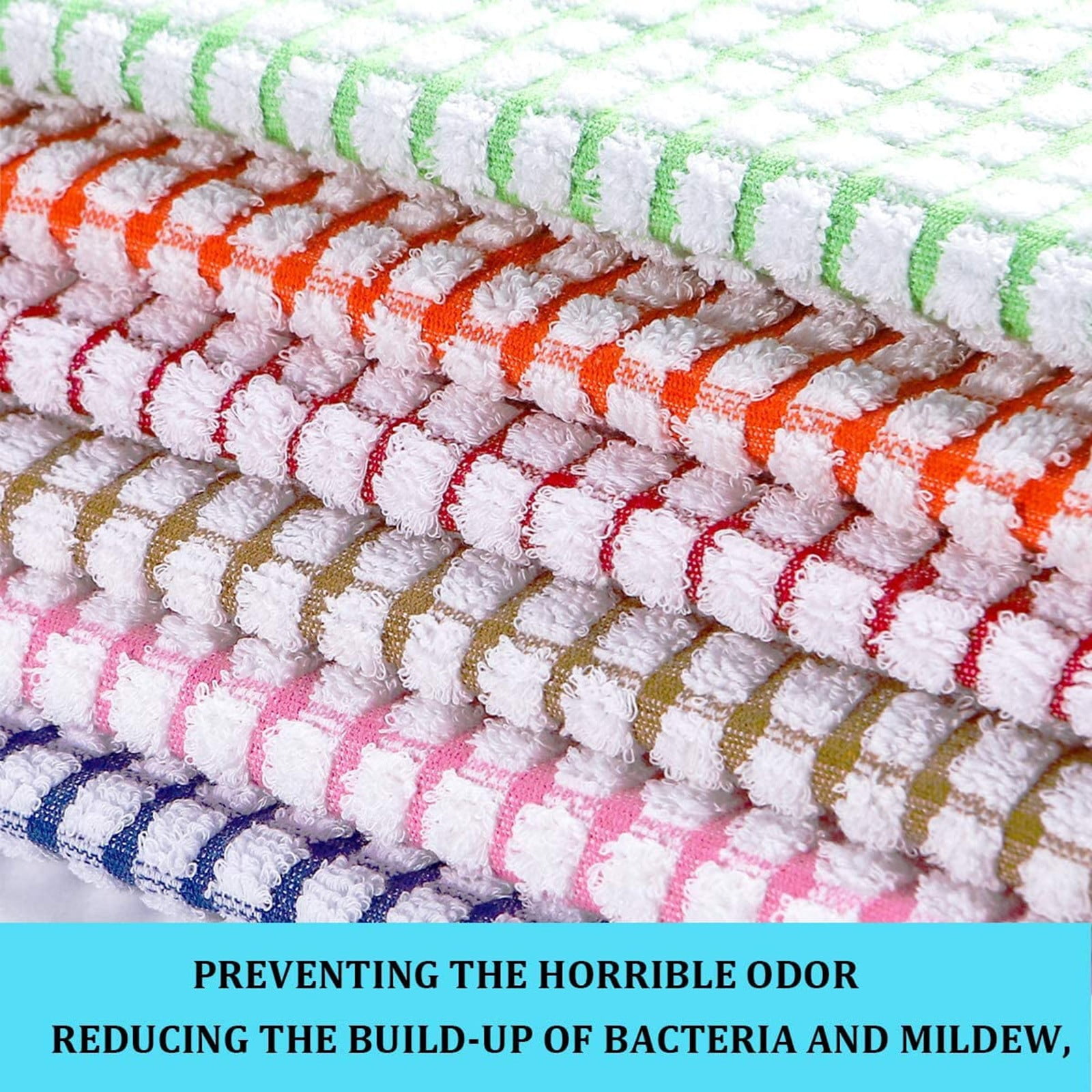 Kitchen Dish Towels, 16"x25" Cotton Absorbent Dish Cloths, 6 Colors, Soft and Durable Kitchen Towels for Cooking, Baking, Drying, and Cleaning