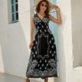 thumbnail image 5 of Black Paisley Bandana Pattern Dress Summer Street Style Bohemia Long Dresses Female Sleeveless Printed Maxi Dress, 5 of 9