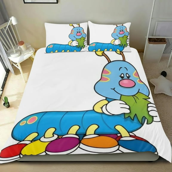The Very Hungry Caterpella Themed Bed Sheet Set Three Piece Set 53x79 Inches Comfortable And Skin Friendly Unique Design Creating A Star Studded Night