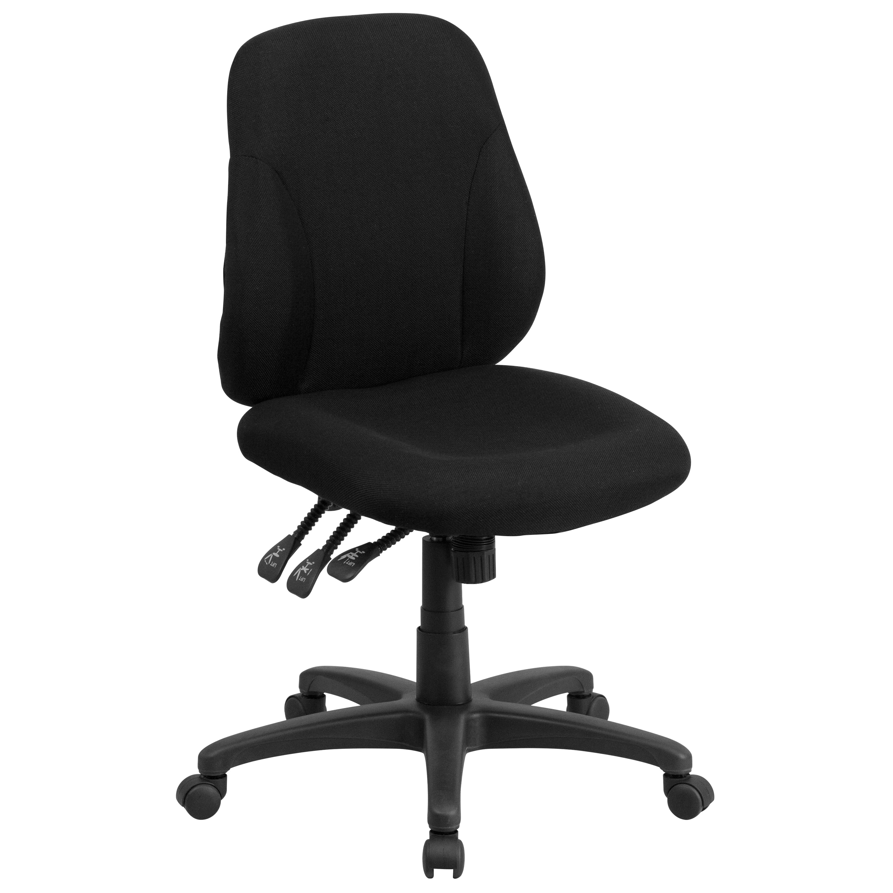 Flash Furniture Mid-Back Black Fabric Multifunction Swivel Ergonomic Task  Office Chair