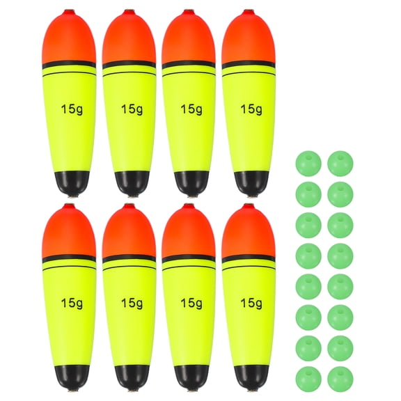 Fishing Slip Bobbers, EVA Foam Bobbers Slip Floats with Fish Beads, 0.5 oz Floatage & 8 Pcs & Red/Yellow -Fitting for Perch Carp