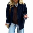 thumbnail image 3 of Suede Jacket Y2k Outerwear Brown Faux Leather Jacket Women Fall Fashion Trendy Old Money Oversized Blazer Dark Blue M, 3 of 7