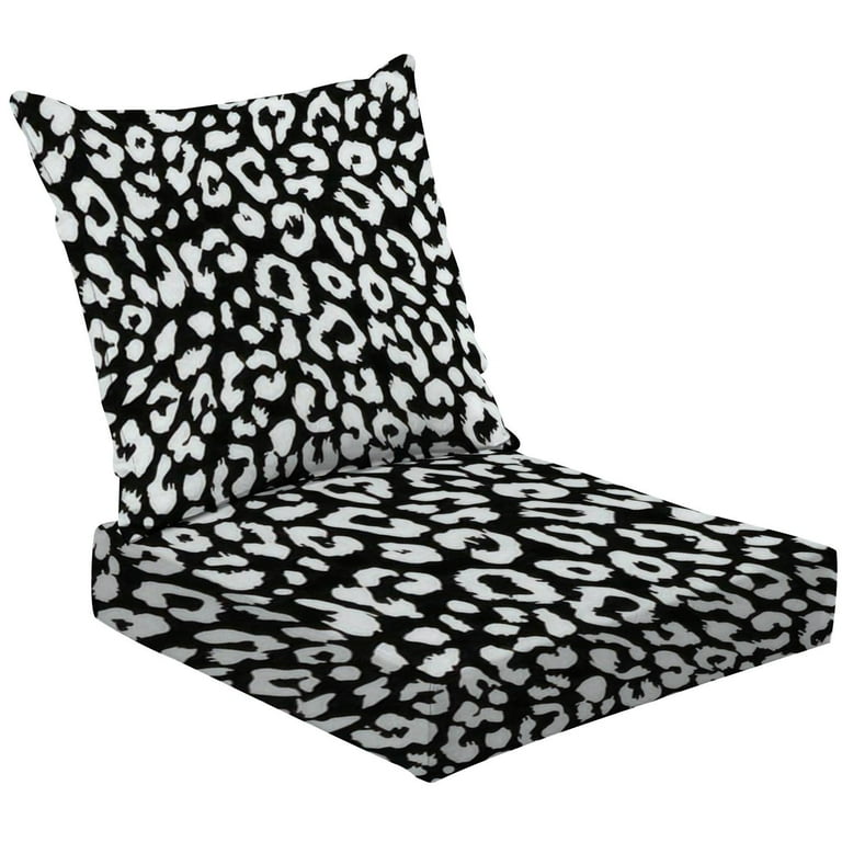 2 Piece Deep Seating Cushion Set seamless Leopard black white skin