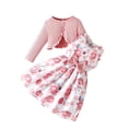 thumbnail image 2 of Big Girls Pink Floral Dress and Cardigan Set 2-Piece with Ruffle Detail,Size 8-9T, 2 of 10