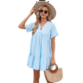 thumbnail image 6 of Short Sleeve V Neck Ruffle Hem Dress S, 6 of 7