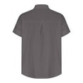 thumbnail image 5 of JGGSPWM Women's Rolled Sleeve Cotton Linen Button Down Blouses Loose Collar Pockets Casual Formal Office Tops Gray L, 5 of 5