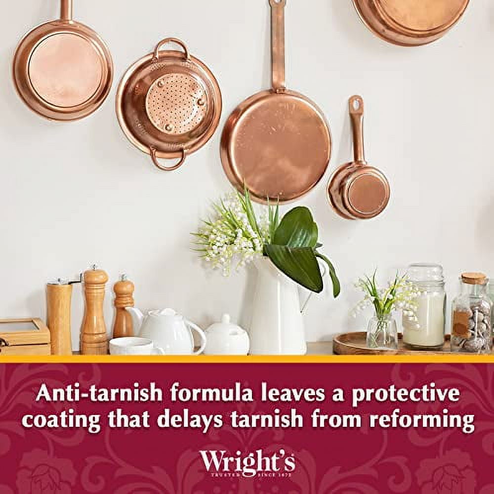 Wright's Copper and Brass Cream Cleaner - Gently Cleans and Removes Tarnish Without Scratching, 8 Ounce (Pack of 6)