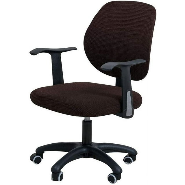 ORUYROP Office Chair Cover Coffee Water Resistant Stretch Jacquard Elastic Covers 2 Piece for Desk Computer Chair Slipcover Stretchable