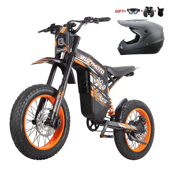 Buzymoto DAT70 Electric Dirt Bike for Adults,6000W Power Motor,150N.m Torque,60V 30Ah Battery,71 Miles,53 MPH Electric Motorcycle with 20 Inch Fat Tires