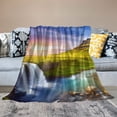thumbnail image 2 of Creowell Waterfall Green Field Rainbow Print Flannel Throw Blanket Super Soft for All Seasons Excellent Hand Feel 60x80in, 2 of 6