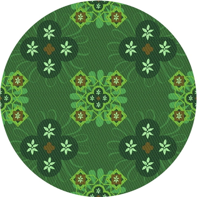 Ahgly Tapis Rond Lavable en Machine Intérieur Transitionnel Vert Émeraude Profond, 3 Pieds Rond