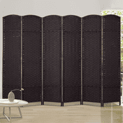 Dkelincs 6 Panel Room Dividers 5.6 FT Tall Portable Privacy Screen Folding Wood Partition Wall Divider for Room Separation, Brown