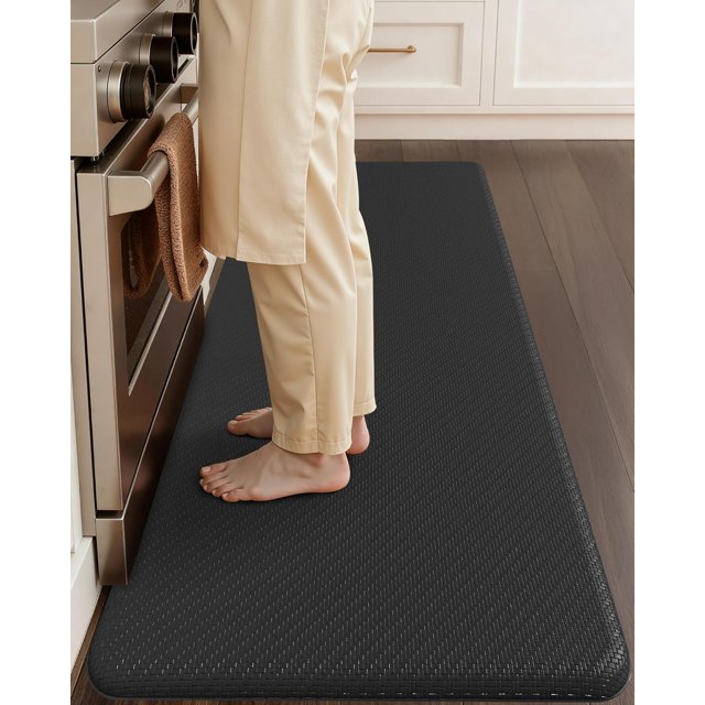 Anti Fatigue Mat Kitchen,3/4" Thick Waterproof Non Slip Kitchen Rug, Cushioned Standing Desk Mat for Office& Home,20"x47", Black