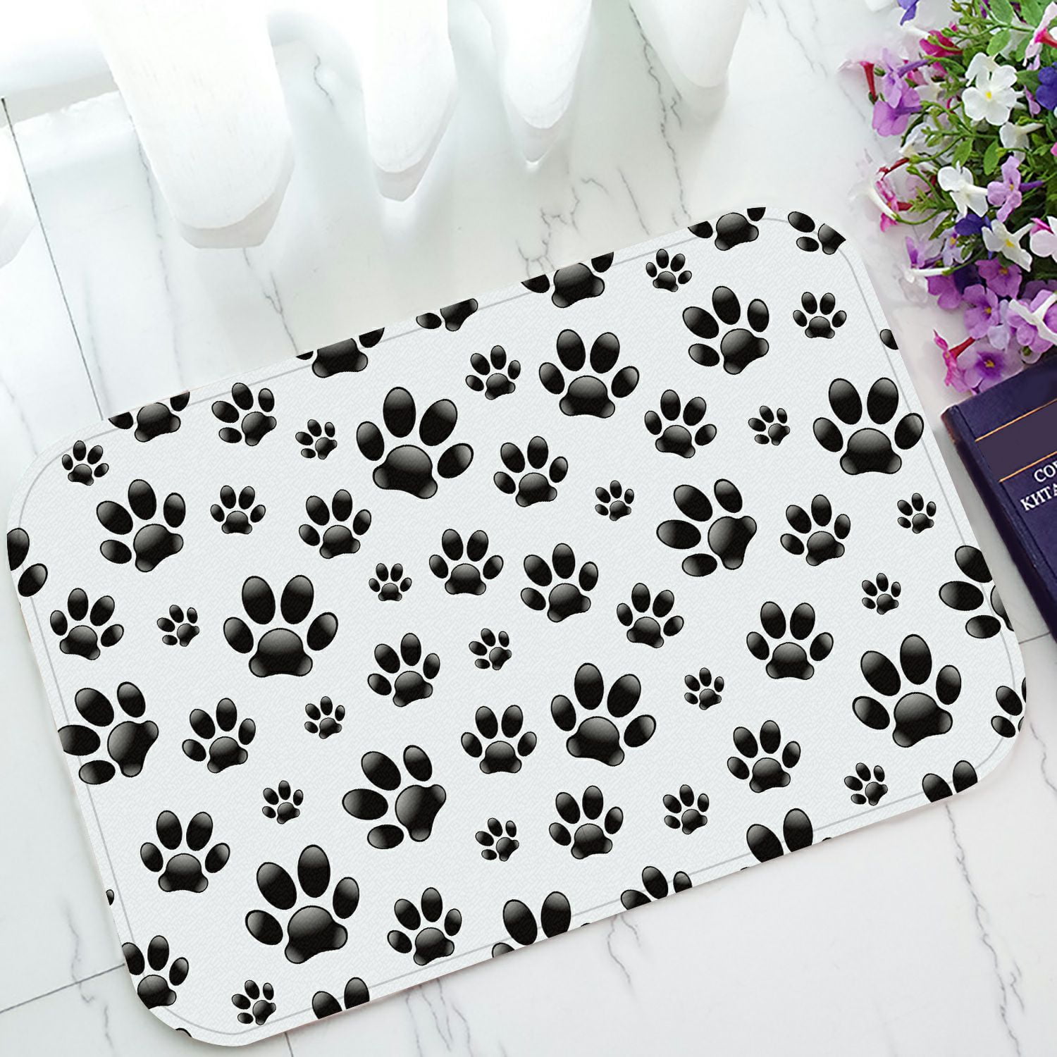 PHFZK Animal Footprints Doormat, Dog Paws Doormat Outdoors/Indoor