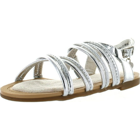 

Stuart Weitzman Girls Carmia Corded Designer Strappy Sandals Silver Metallic 13