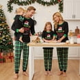 thumbnail image 4 of Family Matching Christmas Pajama Set Letter Print Long Sleeve Tops Plaid Elastic Waist Pants, 4 of 8