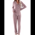 thumbnail image 3 of Conjuntos de Pijama para Mujer, de Larga, con Botones, para Dormir, Pijamas Suaves, Conjuntos de Estar por Casa. Rosa XXL, 3 of 9