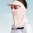 thumbnail image 5 of Summer sunscreen full face mask women's outdoor ice silk veil thin hollow breathable facial scarf with brim - pink, 5 of 6