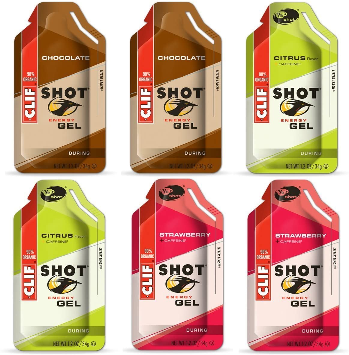 Clif Shot Gel Variety 6 Pack (6 x 1.2oz Packs 2 x Chocolate, 2 x