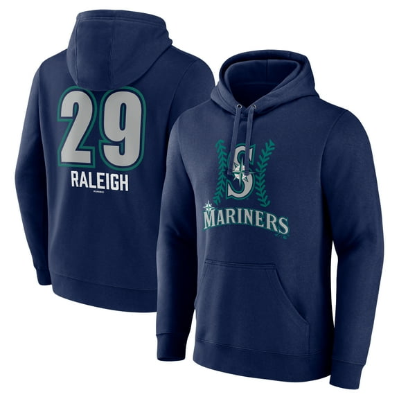 Men's Cal Raleigh Navy Seattle Mariners Name & Number Fastball Pullover Hoodie