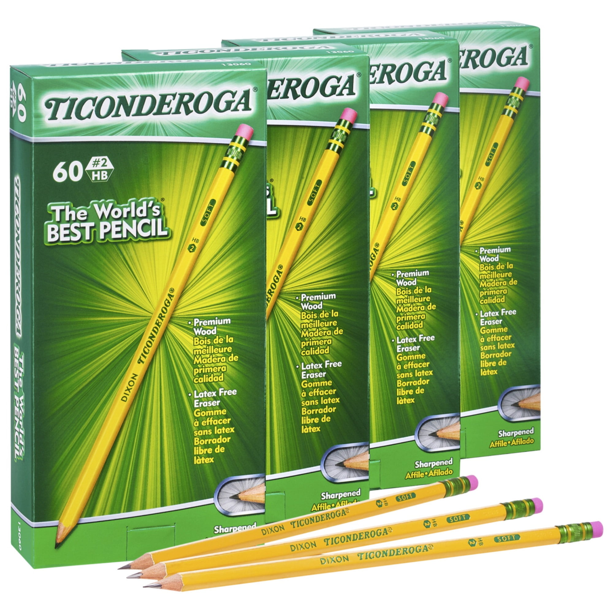 Ticonderoga Original Number 2 Pencils, Presharpened, Yellow, Pack of 240