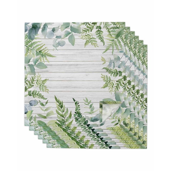 nqOlkjepod Eucalyptus Leaves Cloth Napkins Set of 6 Reusable Dinner Napkins, Summer Pastoral Botanical Gray Wooden Cocktail Napkin Washable Table Napkins for Wedding/Party/Baby Shower 20"x20"