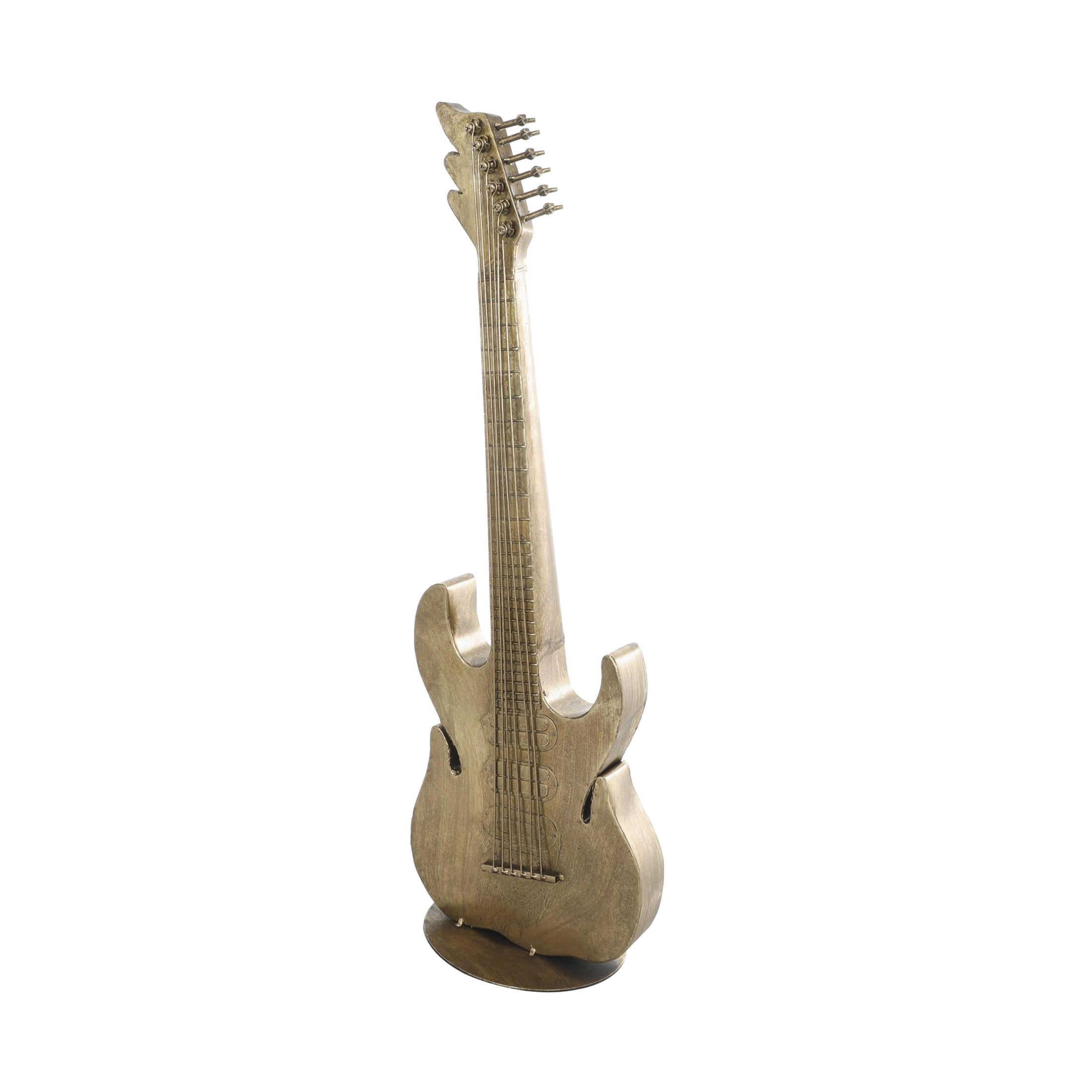 9" x 29" Multi Colored Metal Vibrant Guitar Sculpture with a Dripped Paint Design, by DecMode