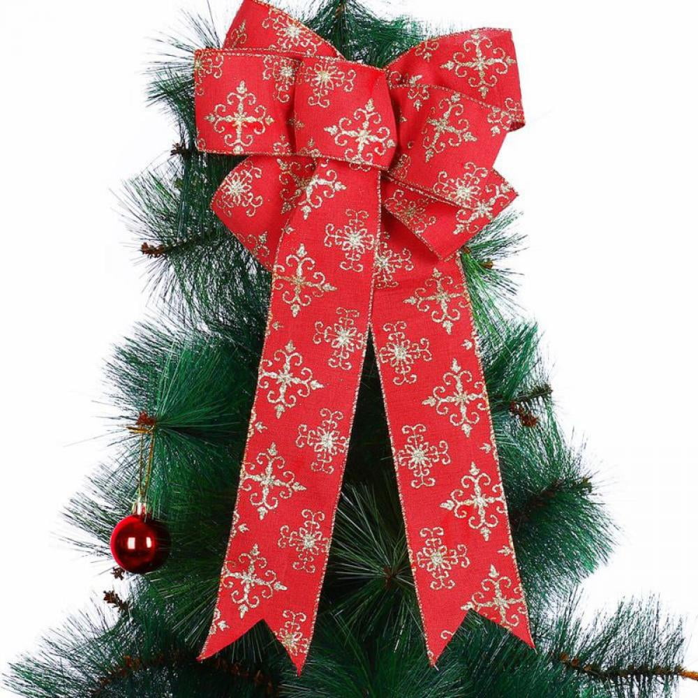 US Christmas LED Tree Top Topper Ribbon Bow Light Up Bow Xmas Hanging Decoration 