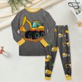 thumbnail image 2 of TOWED22 Baby Clothes Boy 6 12 18 24 Months 2T 3T 4T 5T Toddler Fall Winter Outfit Truck Embroidery Sweatshirt + Pants Set Size:5-6 Y,Color:Dark Gray, 2 of 5