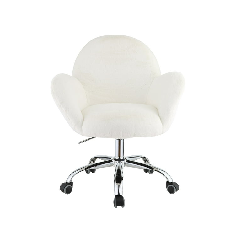 CLEARANCE ACME Jago Office Chair in White Lapin Chrome Finish