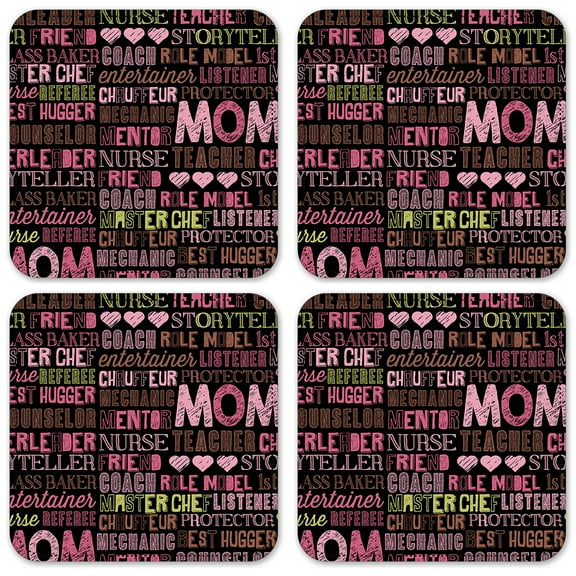 Vinyl Drink Coasters - Set of 4 - What a mom is…