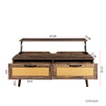 thumbnail image 6 of Lift Top Coffee Table with Natural Rattan Drawers,Mid Century 2-Tier Center Table with Hidden Compartment & Wooden Lift Tabletop,Modern Rectangular Wood Cocktail Table for Living Room,Office, 6 of 8
