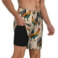 thumbnail image 2 of Sikiie Rooster Print Men's Double Layer Swimming Trunks, Adjustable Waistband and Pockets Sports Swimming Trunks, Beach Swimwear-3X-Large, 2 of 6