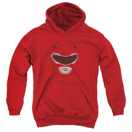 Trevco Power Rangers-Red Ranger Mask Youth Pull-Over Hoodie, Red - XL