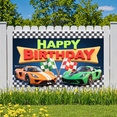 thumbnail image 5 of Yatrandify Checkered Design Birthday Banner Car Theme Racing Cars Happy Birthday Flags for Kids Party Race Day Event, 5 of 7