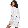thumbnail image 2 of FORMRS Womens Long Sleeve Nightgowns Crew Neck Sleep Shirt Soft Pajamas Sizes S-3XL, Blue Cartoon Snowmen, 2 of 8