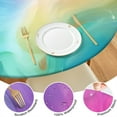 thumbnail image 4 of Colorful Wave Pattern Round Fitted Tablecloth with Elastic Edge,Dining Table Cover Waterproof,Outdoor Round Tablecloth for Camping,Dining,Indoor and Outdoor, 4 of 7