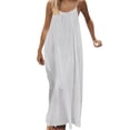 thumbnail image 2 of Dresses for Women Fashion Women Summer Round-Neck Casual Solid Sleeveless Sleepshirts Sling Backless Dress White 2XL, 2 of 8