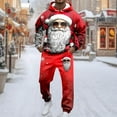 thumbnail image 2 of Mens Outfits Sets Christmas Festive Santa With Hooded Pullover Pants Holiday Parties Family Gatherings Events Red Size M, 2 of 5