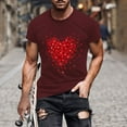thumbnail image 2 of TFEOQRY Valentine's Day Sport Fitness T-Shirt for Men Heart Printed Short Sleeve Round Neck Shirt Tops Burgundy, 2 of 4