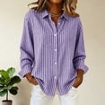 thumbnail image 3 of Bixock Summer Women's Tops,Long Sleeve Shirts for Women,Blouse for Women Striped Long Sleeve Turn Down Collar Button Front Casual Dressy Blouse Tops, 3 of 5