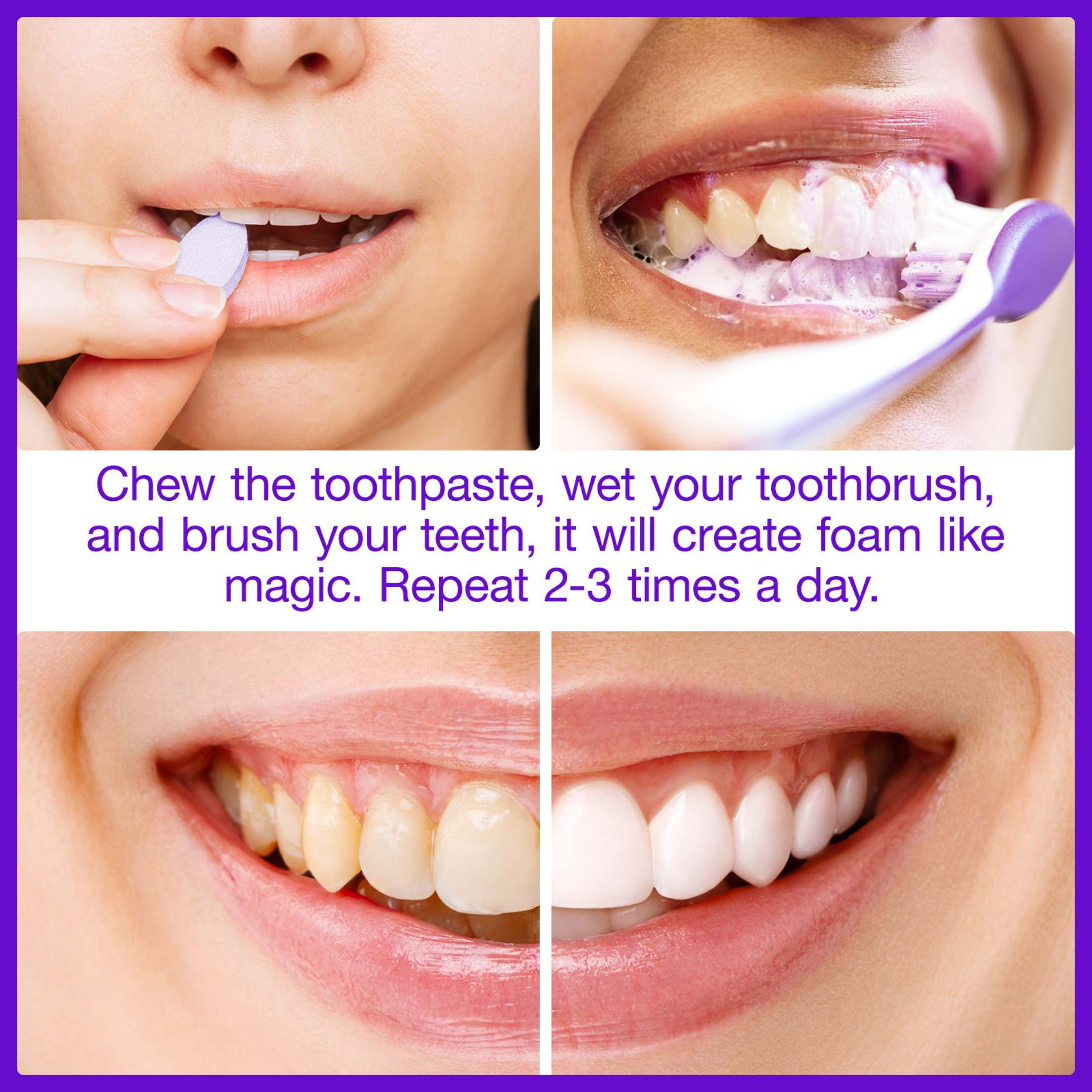 Yecuce 2-Pack Purple Brightening Toothpaste Tablet,Natural Peppermint, Fresh Breath