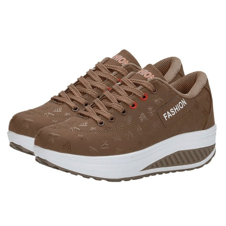 

Kitem 1 Pair Women Shoes Wedge Heel Thick Platform Large Size Non-Slip Lace Up Protect Spring Autumn Faux Leather Female Walking Shoes Women Accessory