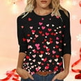 thumbnail image 7 of Tauxra Printed T-Shirt for Women with 3/4 Sleeves, Loose Fit Casual Round Neck Pullover Top for Valentine's Day or Daily Wear, 7 of 7