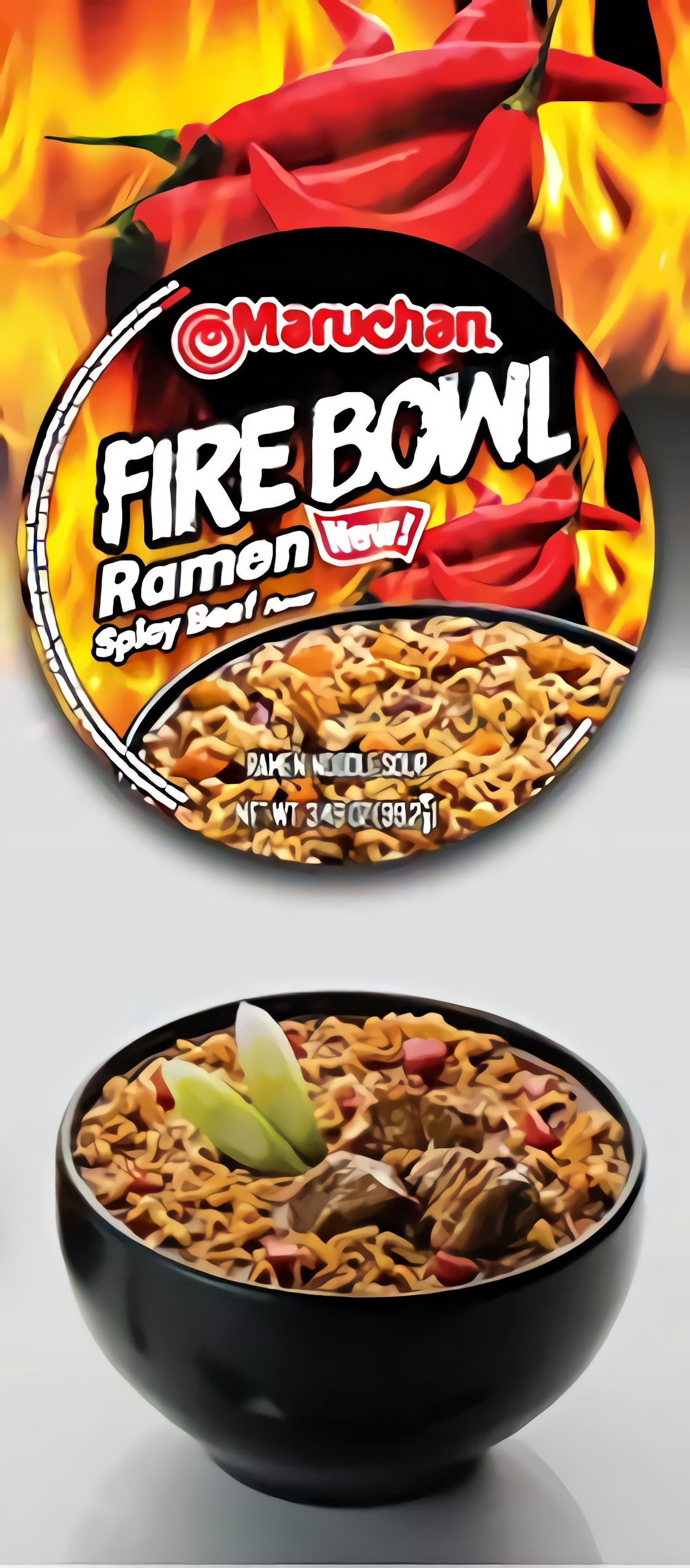 Maruchan Fire Bowl Spicy Beef Ramen Noodle Soup 3.49 oz Bowls, 6 Pack Hot & Spicy Instant Ramen Meal
