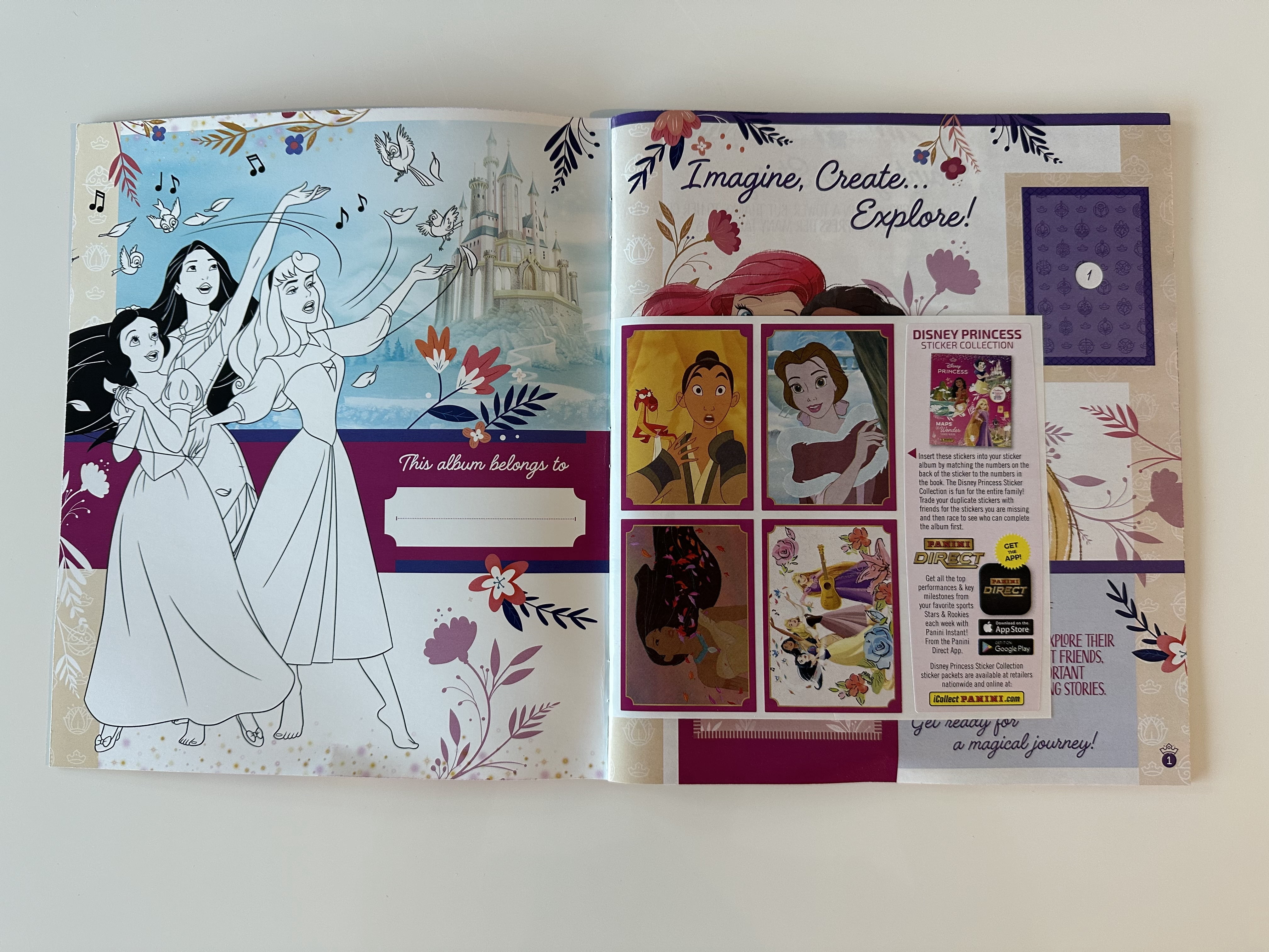 Disney Princess Maps of Wonder Album and Stickers - Panini