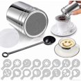 thumbnail image 1 of Stainless Steel Cocoa and Icing Sugar Shaker with 16 Cappuccino Templates for Powdered Chocolate Decoration, 1 of 5