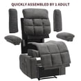 thumbnail image 4 of Ebello Manual Recliner Chair with Massage and Heat, Fabric Recliner with Cup Holders & Storage Pockets, Breathable Comfortable Lounger for Living Room, Gray, 4 of 11
