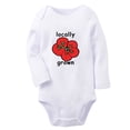 thumbnail image 2 of iDzn Locally Grown Funny Rompers, Newborn Baby Unisex Bodysuits, Infant Tomato Cute Jumpsuits, Toddler Kids Long Sleeve Oufits (White, 0-6 Months), 2 of 5