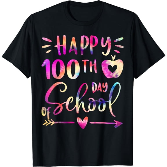 Tie Dye Happy 100th Day Of School Teachers Students Kids T-Shirt
